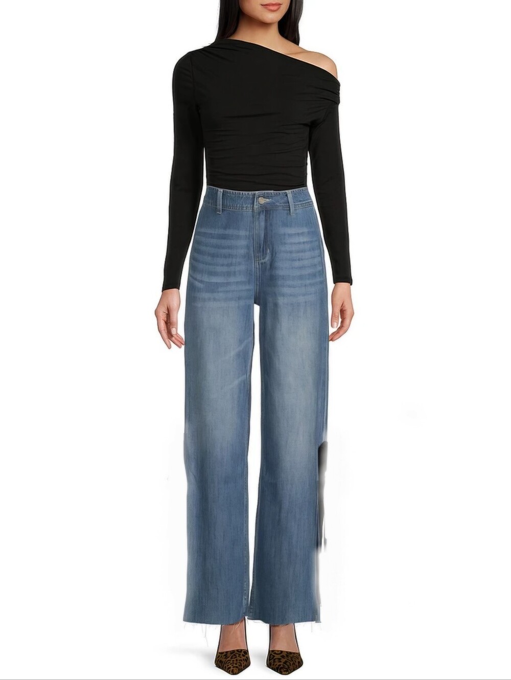 Prosperity (Nordstrom Brand) Size 25 wide leg mid rise raw hem soft jeans